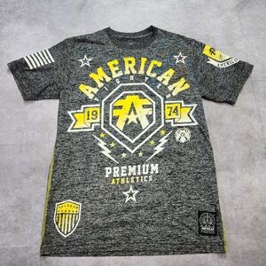 American Fighter Buckle Short Sleeved Gray Tee Shirt Mens Size Small